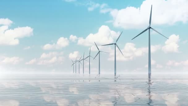 Les éoliennes modernes dans la mer . — Video