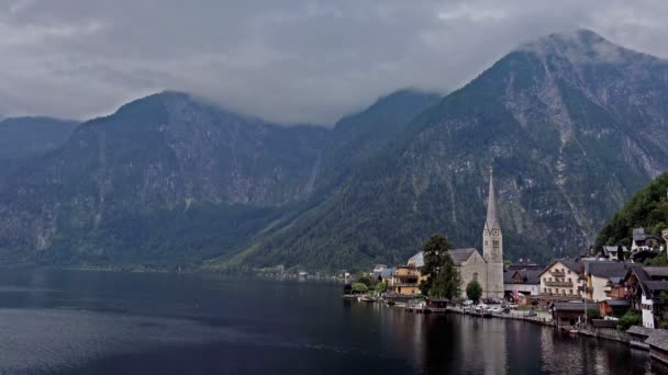 曇りハルシュタット山村の時間経過 — ストック動画