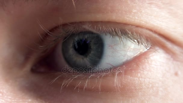 4k close-up op man Eye. — Stockvideo