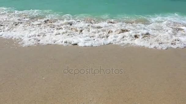 4 k tropikal plaj deniz dalgaları. — Stok video
