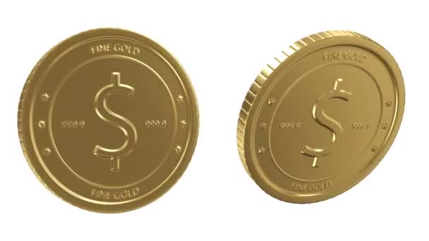 Rotatie-gouden munten. — Stockvideo