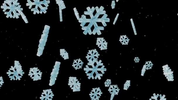 Buz gibi kar taneleri animasyon — Stok video