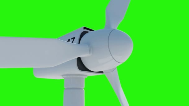 Modern Wind Turbine on Green Screen. — Stock Video