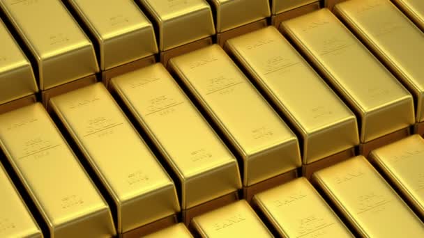 Montón de barras de oro . — Vídeo de stock