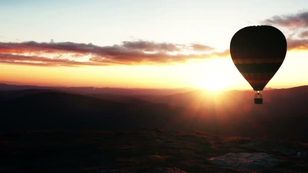 Повітряна куля на заході сонця — стокове відео