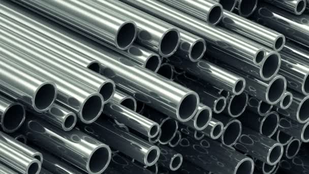 Stack Steel Metal Tubes. — Stock Video