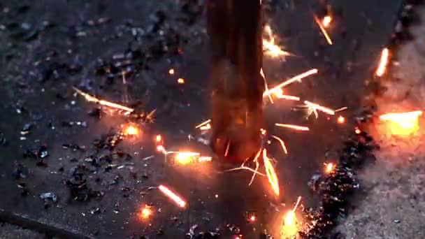 Metal Spiral Drill Bit with Sparkles. — Stock Video