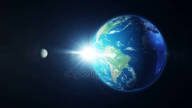Dünya gezegen uzayda Moon ile.