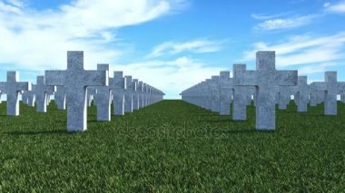 4 k animasyon mezarlığı Memorial haçlar 