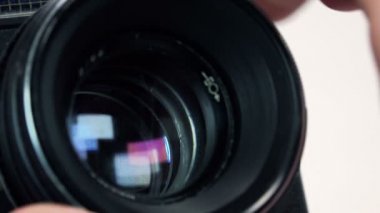 Fotoğrafçı Retro kamera diyafram ayarlar