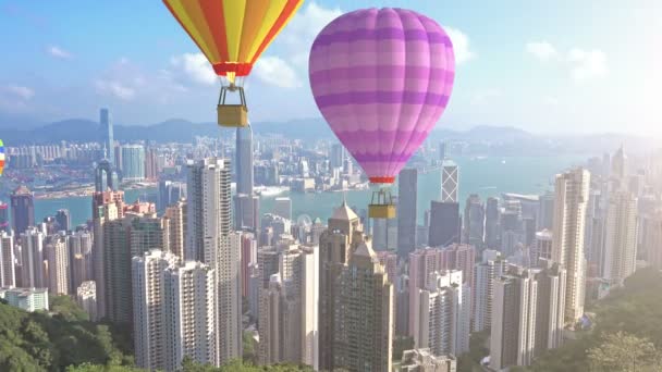 Kolorowe balony na gorące powietrze — Wideo stockowe