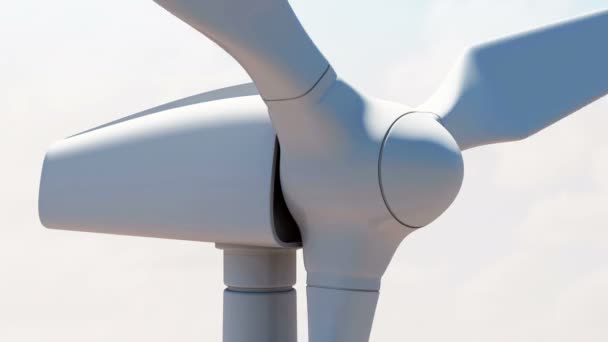 Анимация современного ветрогенератора крупным планом — стоковое видео