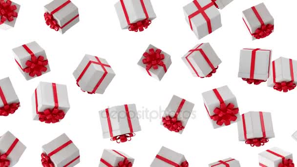 Анімація падіння червоною подарункові коробки — стокове відео