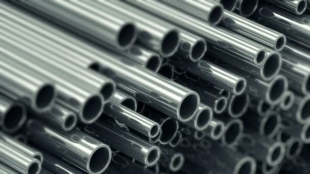 Zásobník ocelový kovových trubek. — Stock video