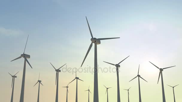 Nowoczesne turbiny wiatrowe — Wideo stockowe