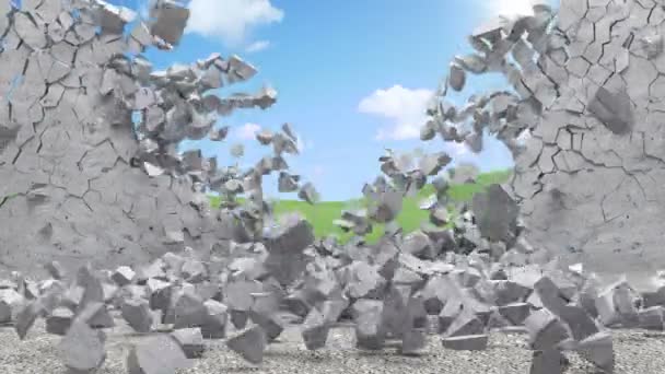 Animation of Broken Brick Wall — Stock Video