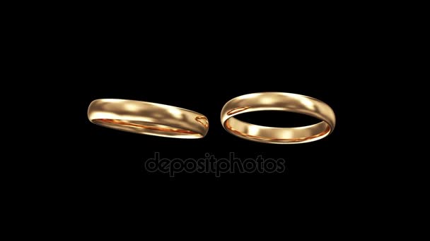 Animación de anillos de bodas de oro — Vídeo de stock