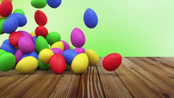 Animación de la caída de coloridos huevos de Pascua — Vídeos de Stock