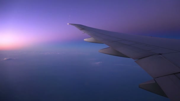 4k Reise mit dem Flugzeug um Mitternacht. — Stockvideo