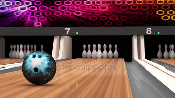 Animering av Bowling strejk — Stockvideo