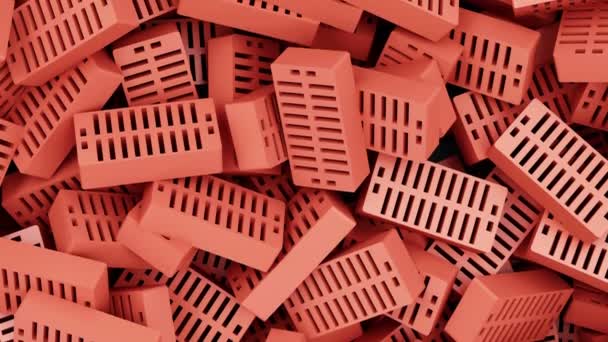 4K Slide Animation of Heap of Red Bricks. — Stock Video