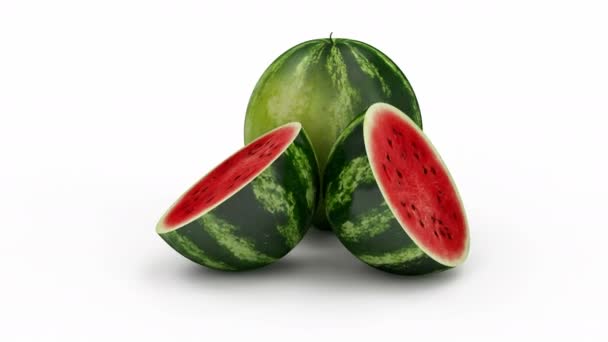 Sliced Watermelons on white background. — Stock Video