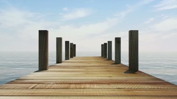 Animation of Camera Flies over Wooden Pier — Stock Video