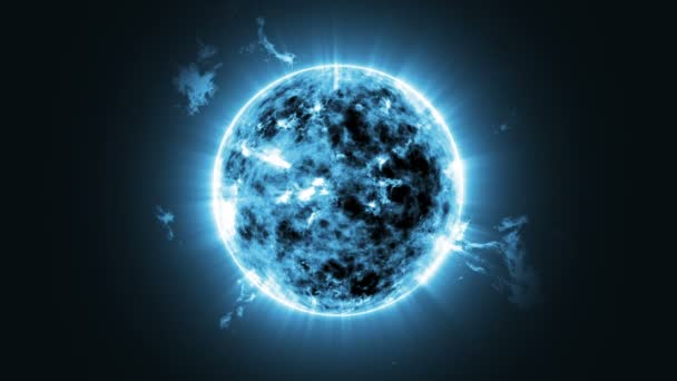 Big Blue Sun Star in de ruimte. — Stockvideo