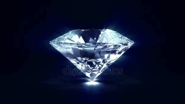 Grote blauwe diamant met gloeiende stralen. — Stockvideo