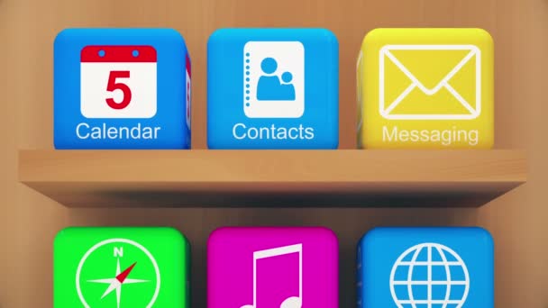 Iconos de aplicación Smartphone — Vídeo de stock
