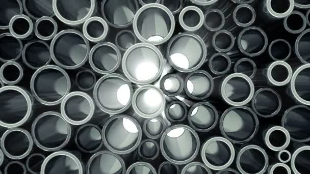 Stack Steel Metal Tubes. — Stock Video