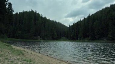 4 k zaman atlamalı ormandaki dağ gölü.