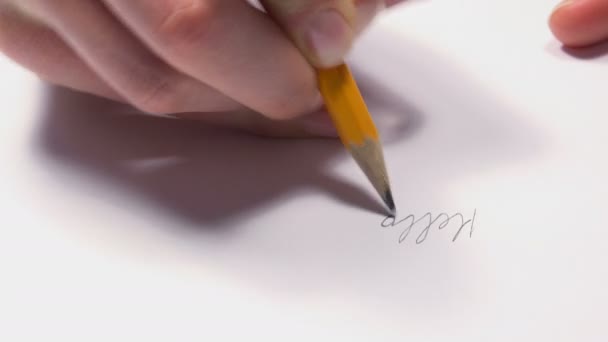 Woman Writing a Letter with a Pencil. — Stock Video