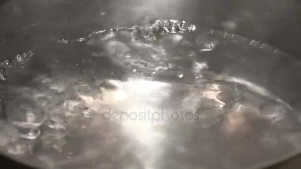 Кипляча вода в кухонному горщику . — стокове відео