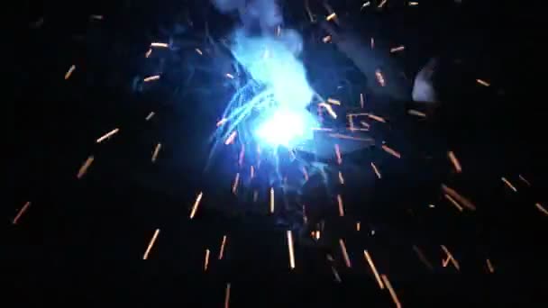 Welding in a Factory Close-up View. — Stock Video
