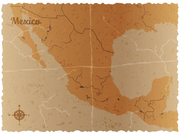 Ilustración vectorial de un mapa de país de México vintage estilizado — Archivo Imágenes Vectoriales