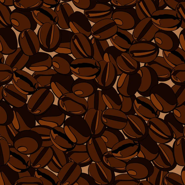 Granos de café patrón sin costura. Ilustración vectorial de un asado — Vector de stock