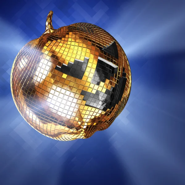 3D illustratie Halloween disco bal schijnen op blauw — Stockfoto