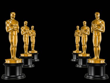 Satır bir heykel Oscar ve halı