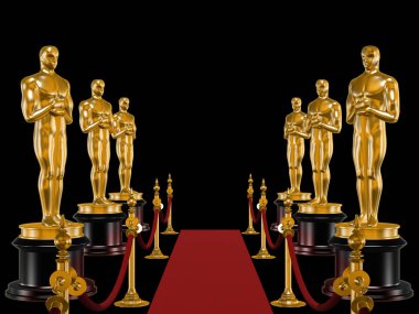 Satır bir heykel Oscar ve halı