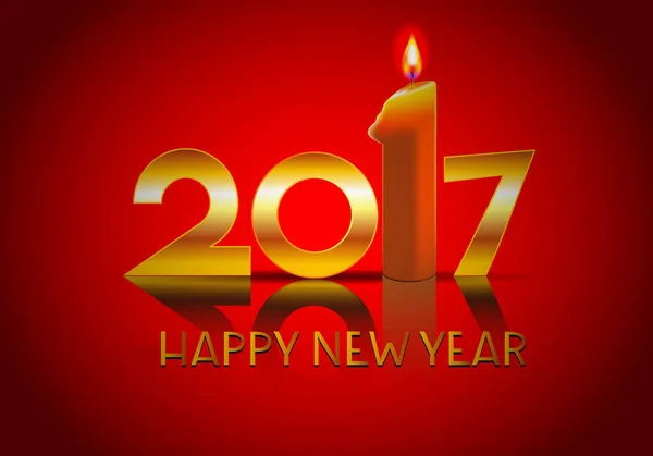 Szczęśliwego nowego roku 2017 i świeca — Wektor stockowy