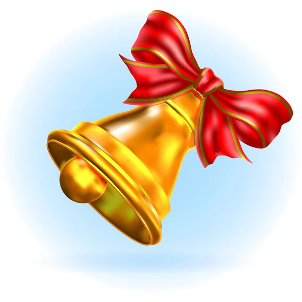 Jingle bell with red bow on a white background — Stock Vector