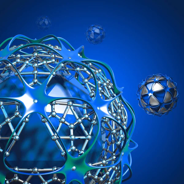 Abstract 3D rendering of a group of metallic colored spheres — Stock Photo, Image