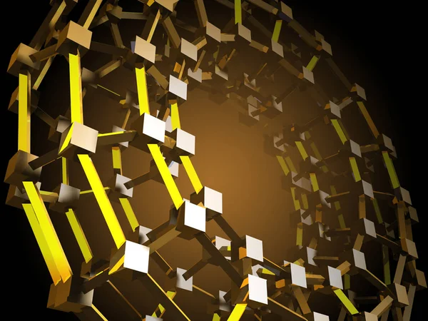 3D ilustracja streszczenie struktura geometryczna od złotych modułów — Zdjęcie stockowe