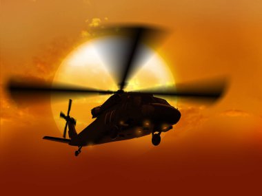 CH-47 güneş üzerinde uçan helikopter