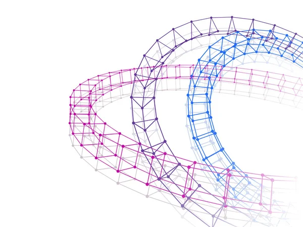 Streszczenie torus trzy połączone linią kropki. — Wektor stockowy