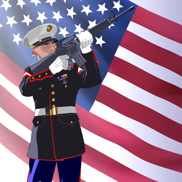 Ημέρα μνήμης. Στρατιώτης τιμήν πατριώτες. Εικονογράφηση διάνυσμα — Διανυσματικό Αρχείο