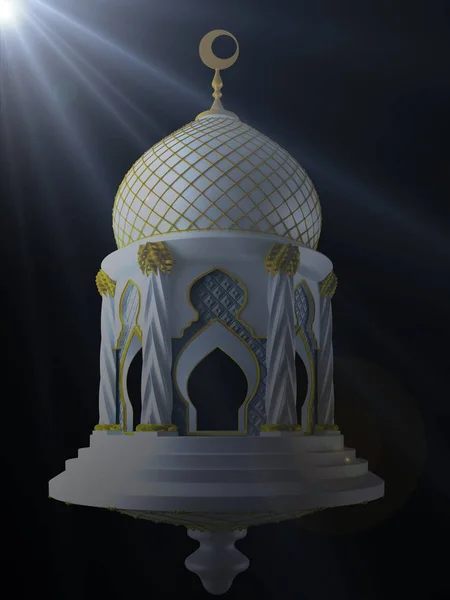3d illustration of abstract Ramadan Kareem lantern and beam of l — Stock Photo, Image