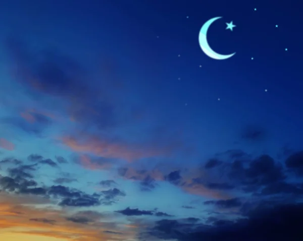 Ramadan Kareem background with moon and stars.