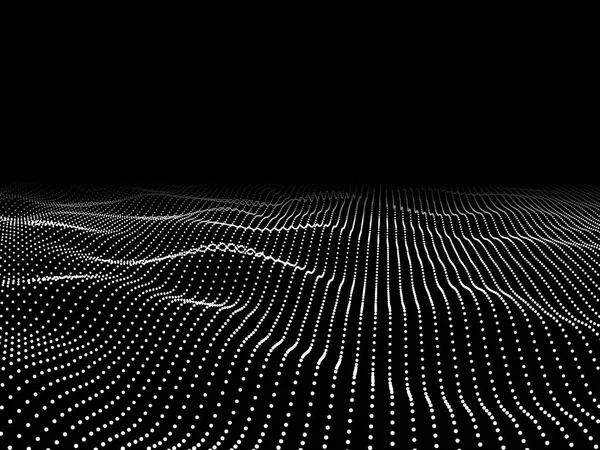 Анотація цифрових хвиль білих частинок на чорному. Абстрактний фон — стоковий вектор
